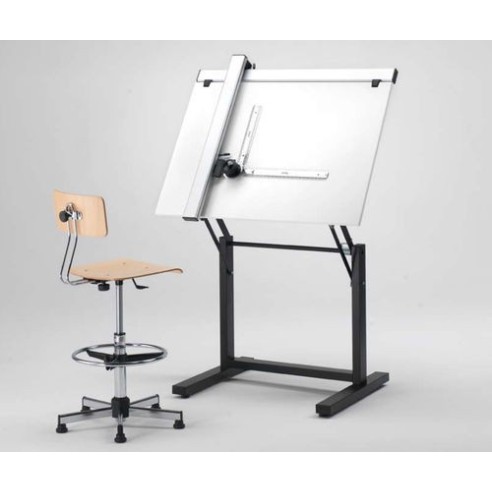 Sgabello con Schienale Disegnatore Professionale seduta in legno poggiapiedi con e senza ruote  M355FA