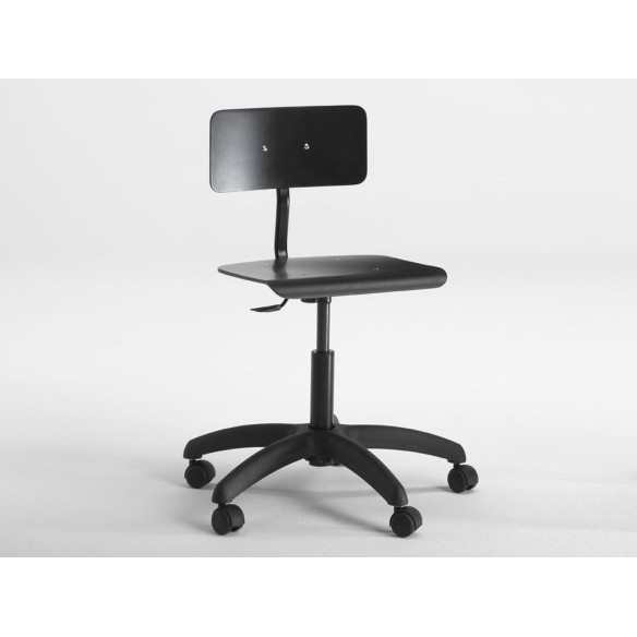 Sedia laboratorio con schienale e ruote nero regol